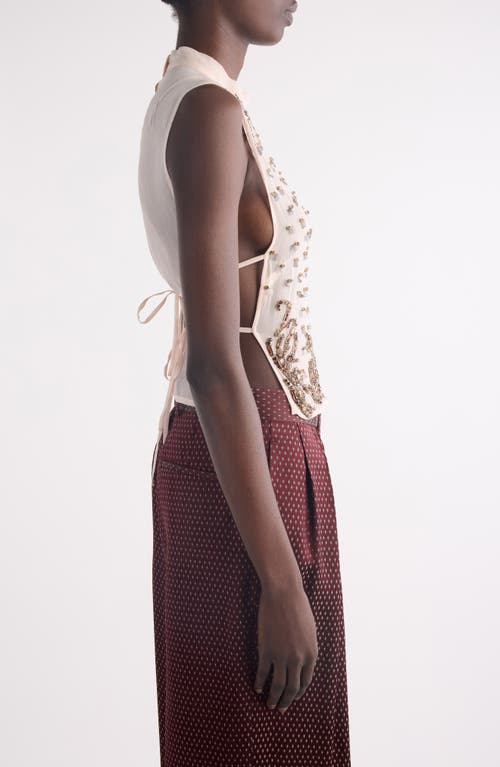 Dries Van Noten Carmasa Top With Keyhole Neck And Tie Detail In Pink