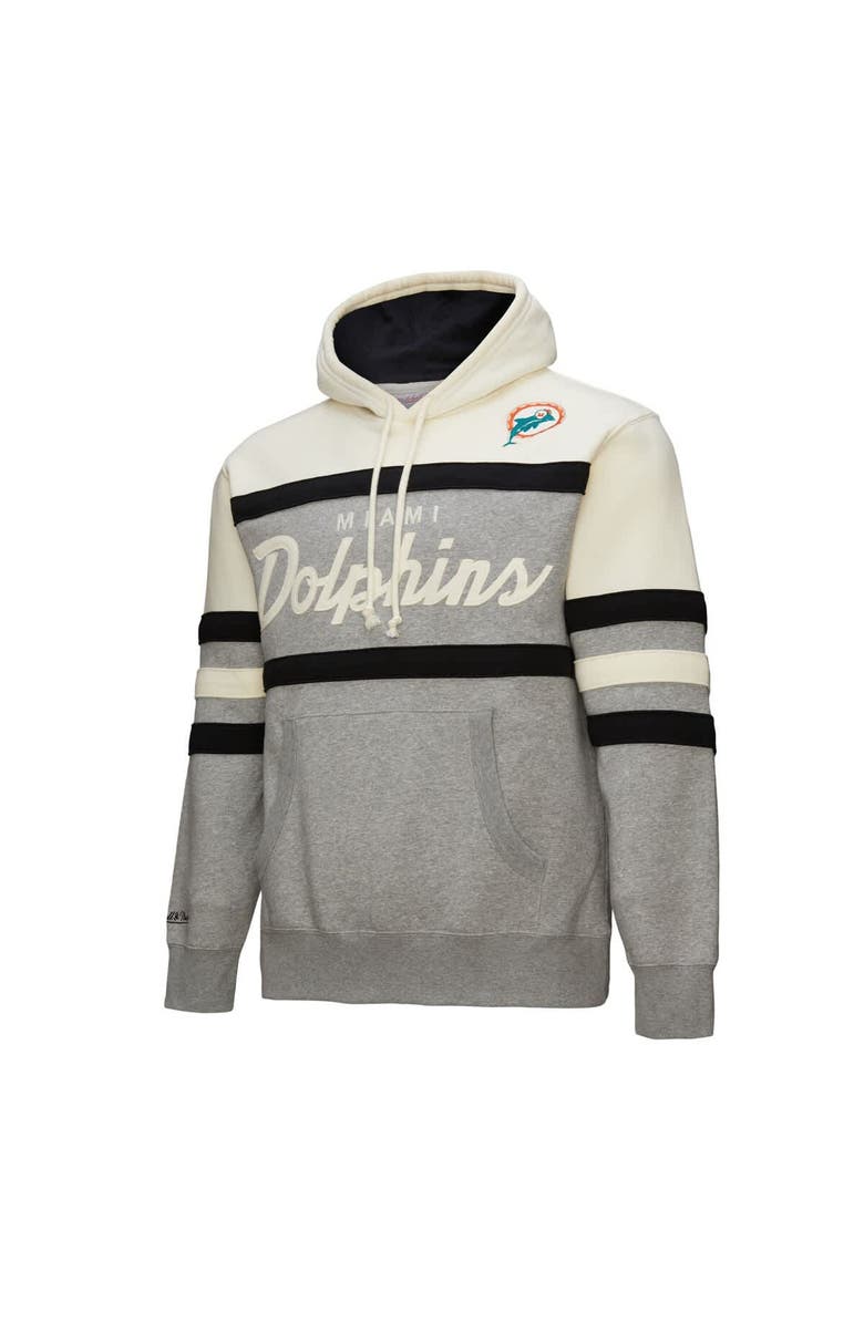 Mitchell & Ness Men's Mitchell & Ness  Heather Gray Miami Dolphins Head Coach Vintage Logo Pullover Hoodie, Alternate, color, 
