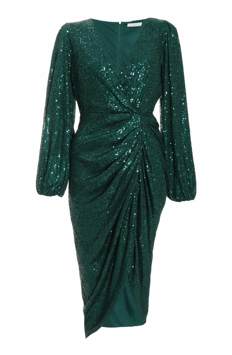 QUIZ Sequin Ruched Midi Dress, Alternate, color, 