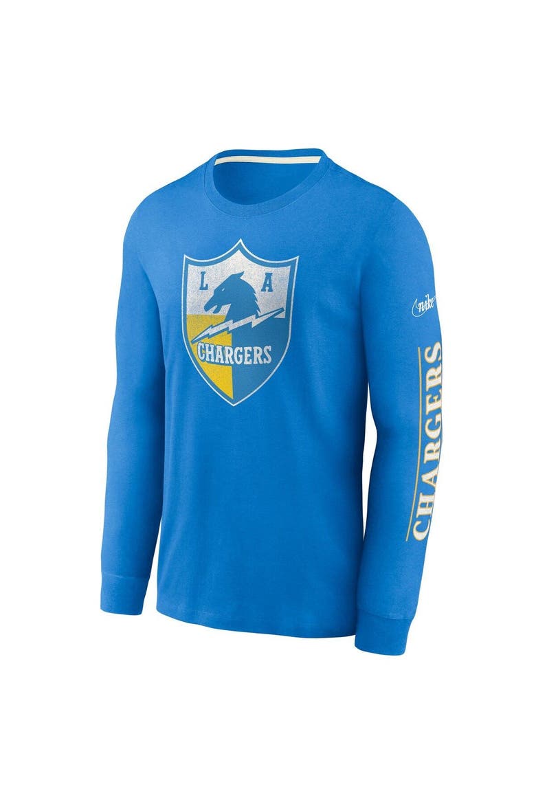 Men's Nike Powder Blue Los Angeles Chargers Fashion Tri-Blend Long Sleeve T-Shirt, Alternate, color, Blue