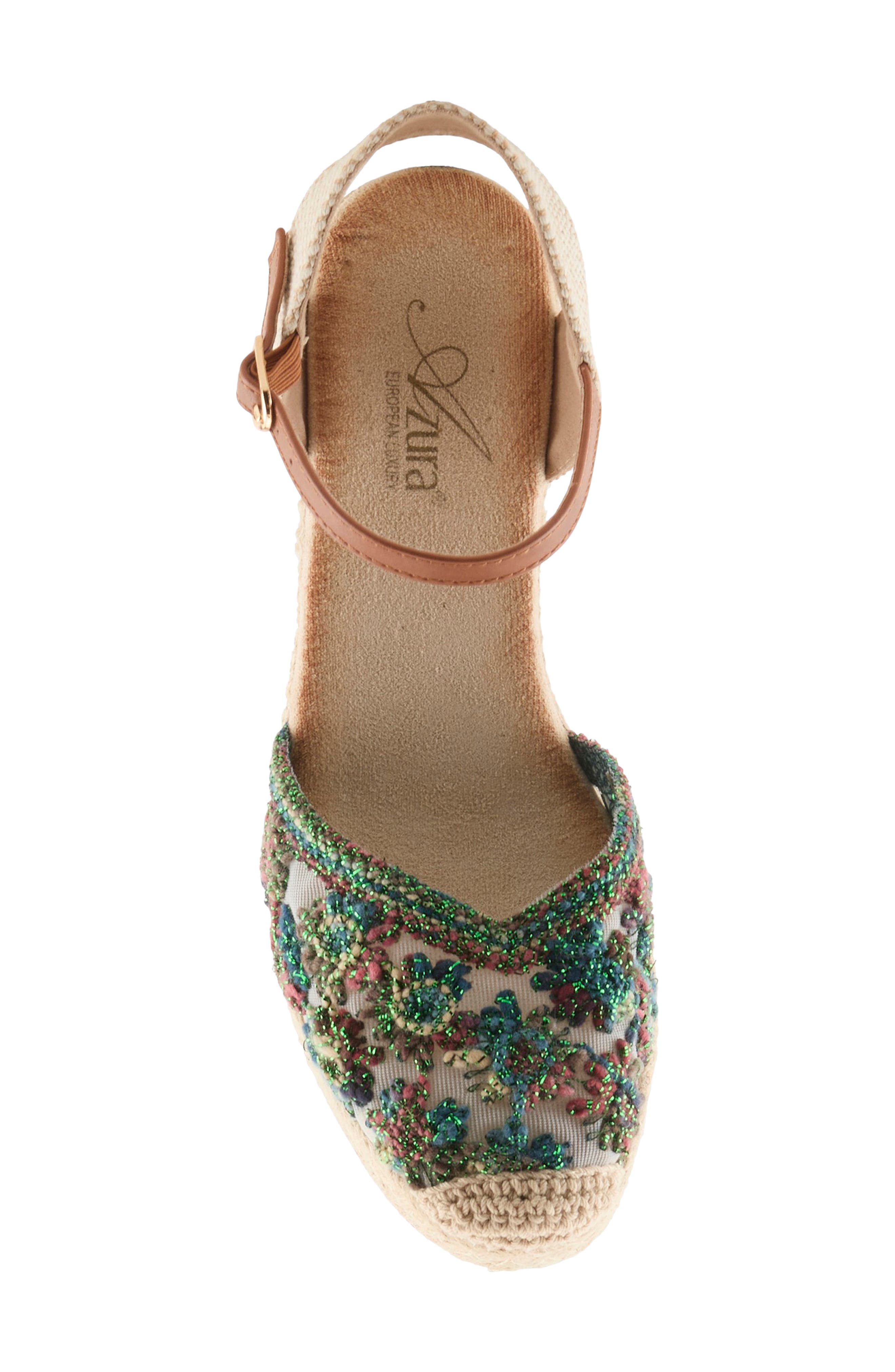 AZURA BY SPRING STEP Querdita Embroidered Platform Wedge, Alternate, color, Green Multi