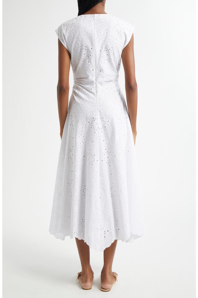 Aven Cotton Eyelet Handkerchief Hem Dress, Alternate, color, WHITE