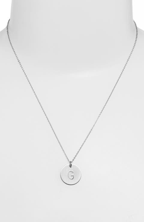 Sterling Silver Initial Disc Necklace