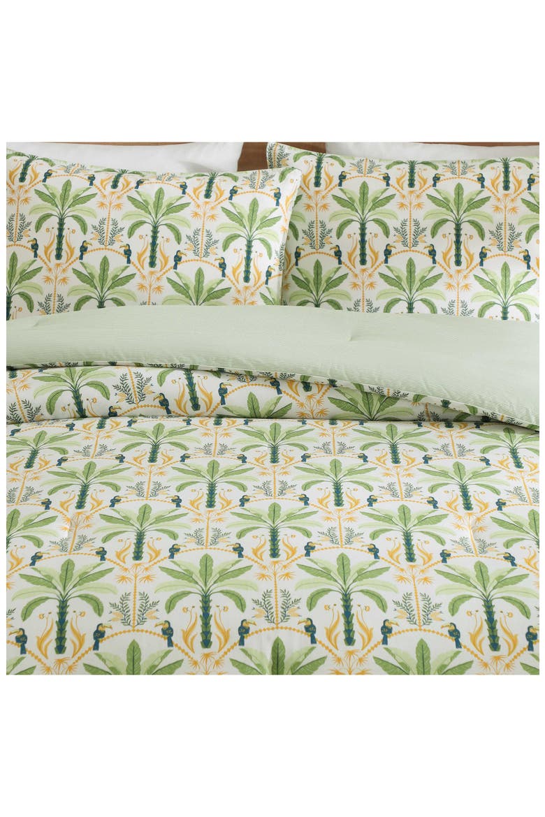 Mystic Palms Reversible Cotton Comforter & Sham Set, Alternate, color, LIGHT / MEDIUM GREEN