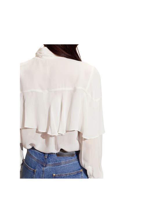 Cynthia Rowley Camille Ruffle Blouse In Neutral