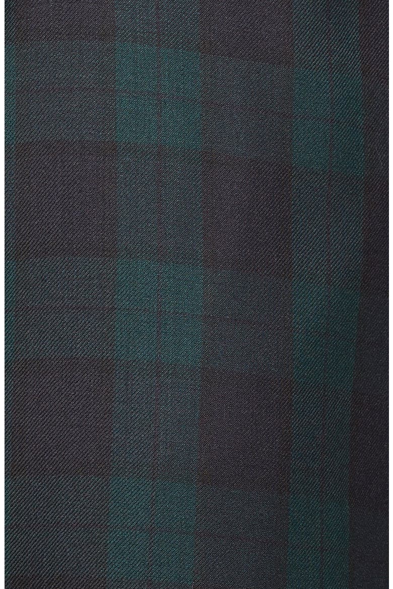 Touch Finish Flat Front Classic Fit Plaid Wool Trousers, Alternate, color, GREEN