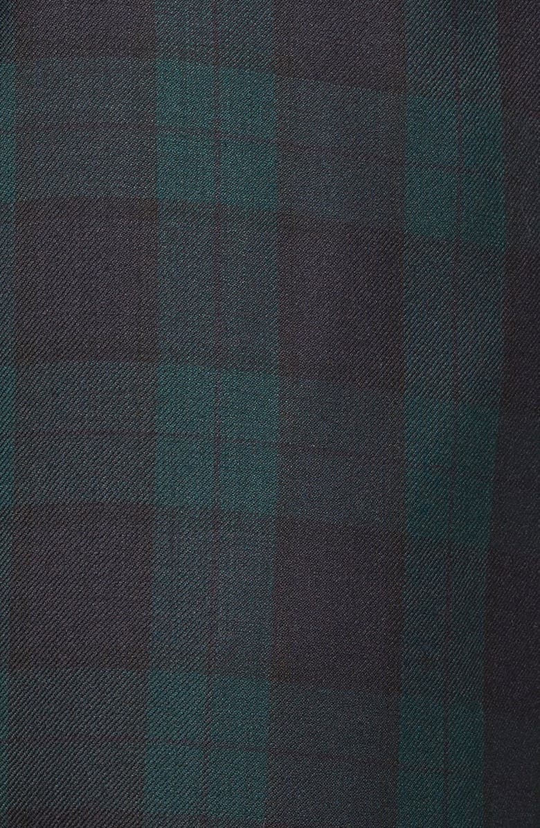 Berle Touch Finish Flat Front Classic Fit Plaid Wool Trousers, Alternate, color, Green