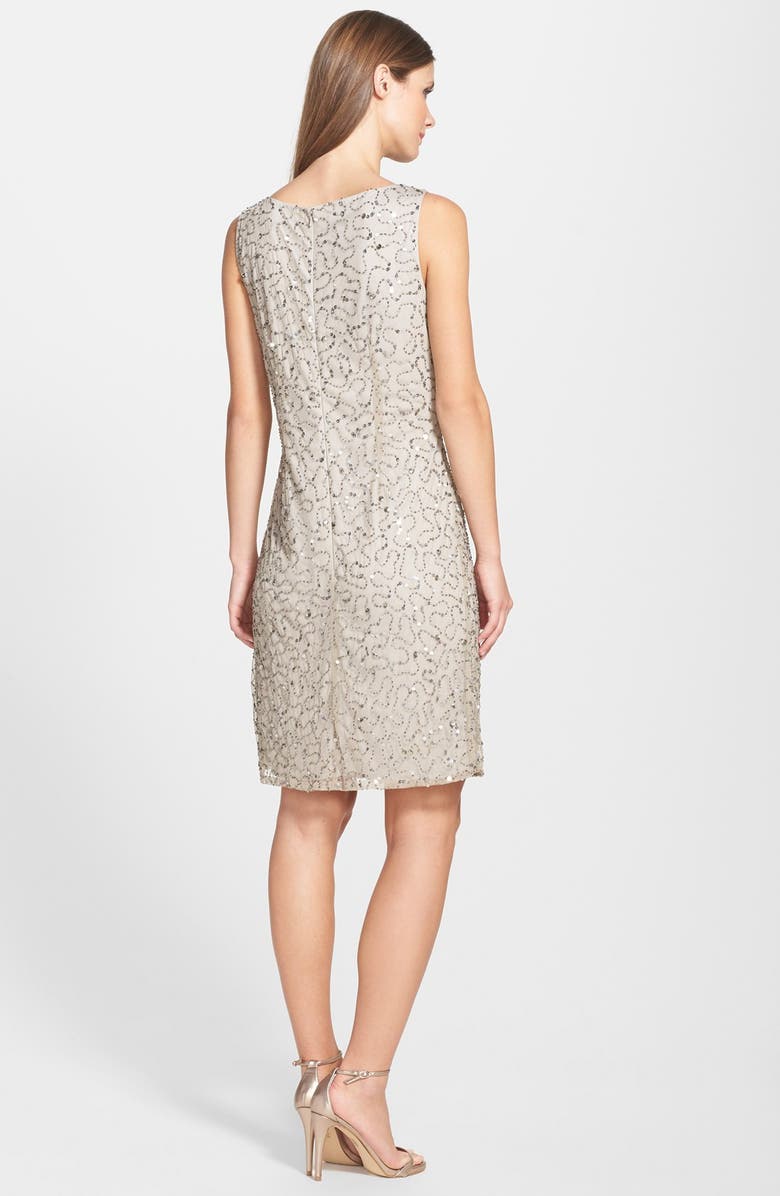Pisarro Nights Sequin & Bead Gathered Mesh Dress, Alternate, color,