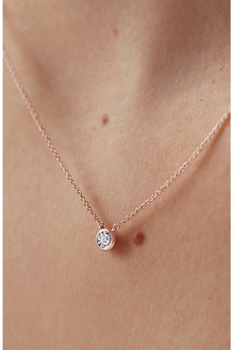 Diamond Solitaire Pendant Necklace, Alternate, color, ROS GOLD