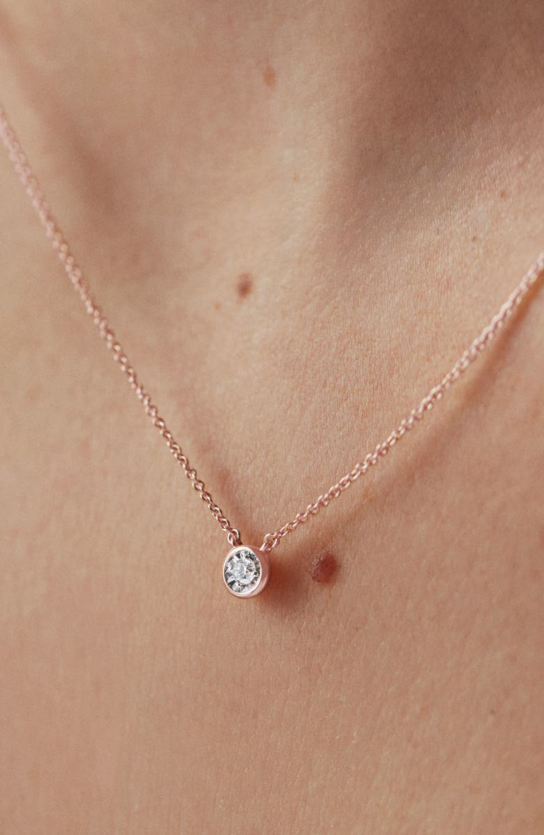 Monica Vinader Diamond Solitaire Pendant Necklace, Alternate, color, 18K Rose Gold Vermeil