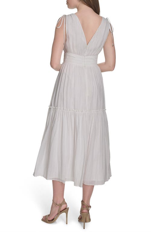 Tommy Hilfiger Sleeveless Tie Shoulder Tiered Chiffon Dress