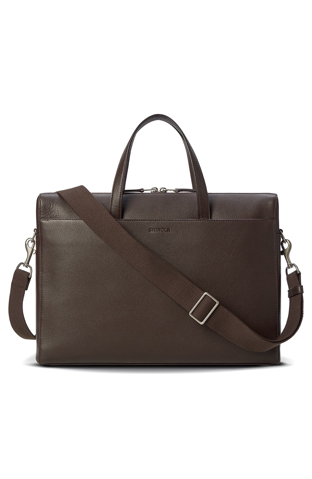 Canfield Essential Pebbled Leather Briefcase, Alternate, color, ESPRESSO