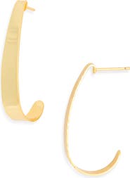 Argento Vivo Sterling Silver Flat J-Hoop Earrings