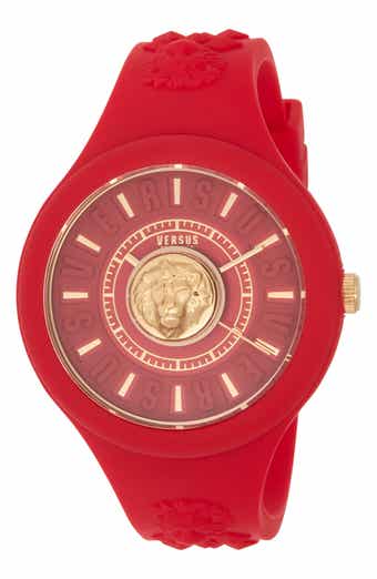 VERSUS Versace Fire Island Lion Silicone Strap Watch, 44mm