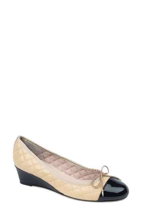 Cap Toe Quilted Wedge Pump (Women)