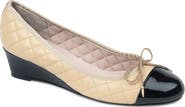 PAUL MAYER Cap Toe Quilted Wedge Pump