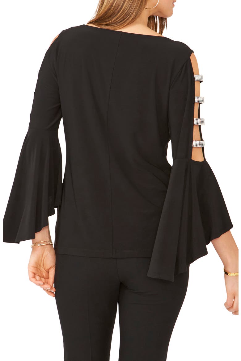 Rhinestone Ladder Trim Knit Blouse, Alternate, color, BLACK
