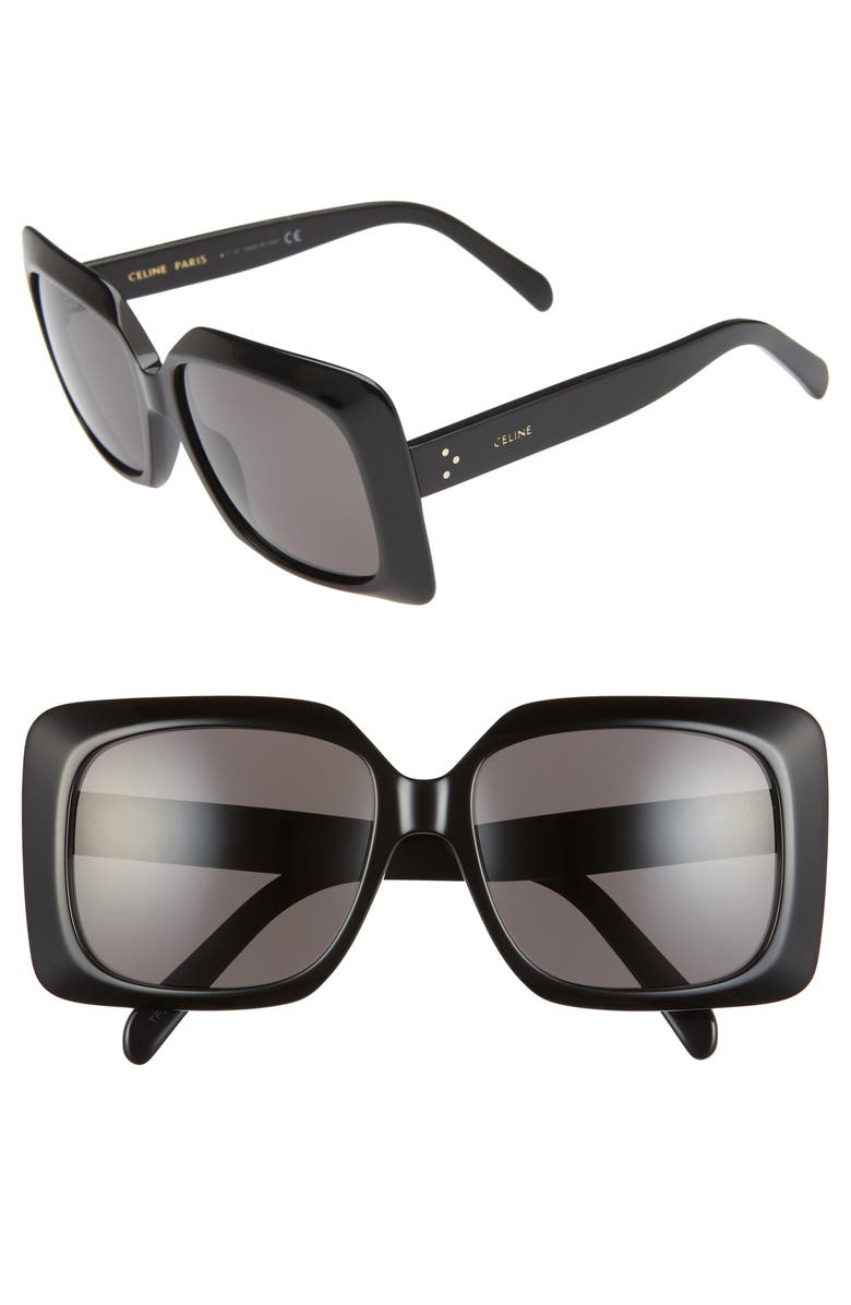 CELINE 60mm International Fit Square Sunglasses, Main, color,