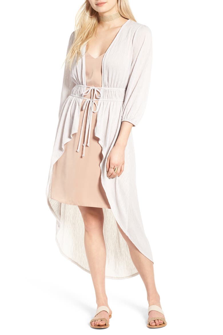 Tie Front Duster, Main, color, GREY CHIME