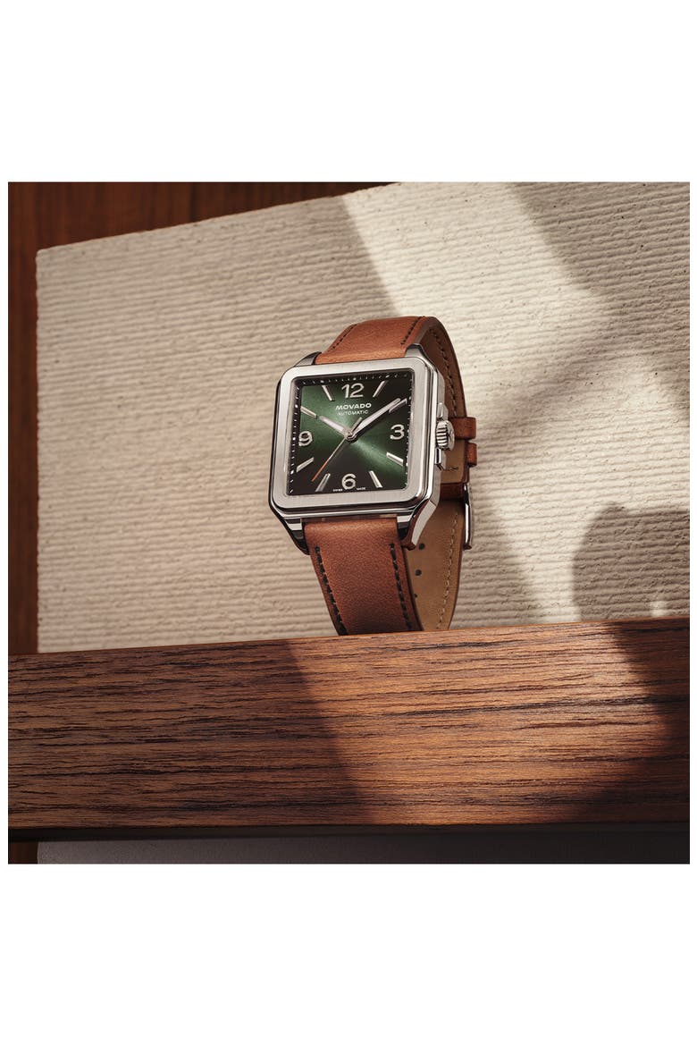 The Heritage 1917 Leather Strap Watch, 35mm x 45.2mm, Alternate, color, GREEN