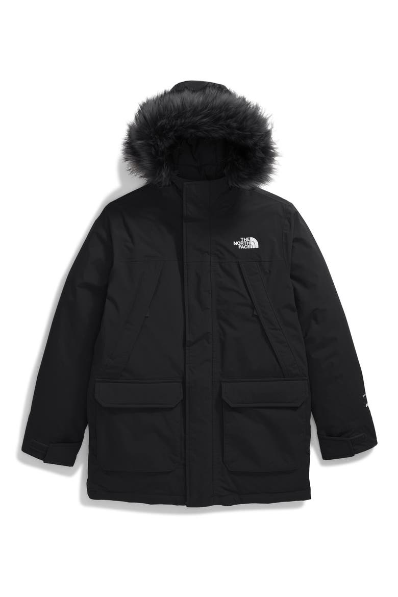 Kids' McMurdo Waterproof 550 Fill Power Down Parka with Faux Fur Trim, Main, color, TNF BLACK