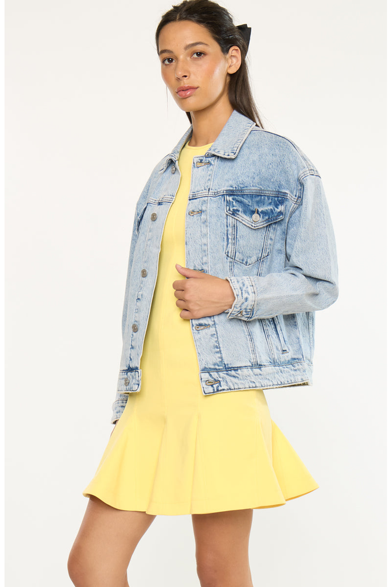 Illanie Oversized Denim Jacket, Alternate, color, Light Wash