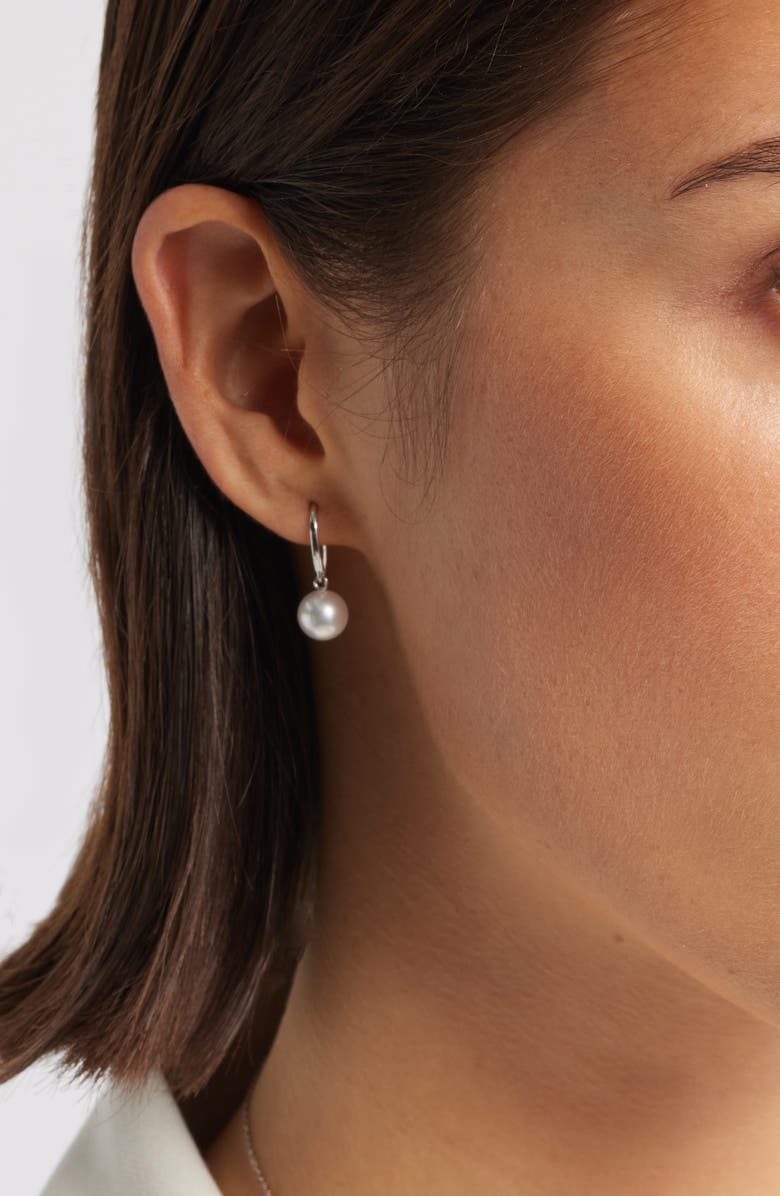 Nordstrom Akoya Pearl Drop Earrings, Alternate, color, White- 14K White Gold