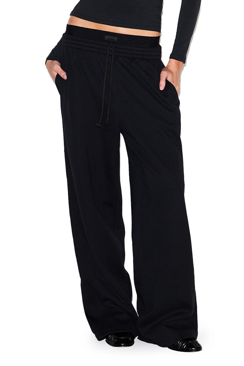 Cotton Blend Fleece Exposed Boxer Pants, Main, color, ONYX