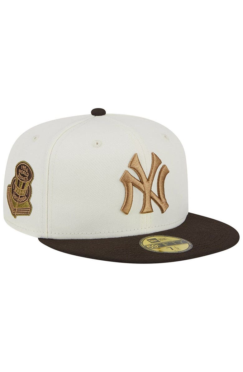 New Era Men's New Era White/Brown New York Yankees 1956 World Series 59FIFTY Fitted Hat, Main, color, 