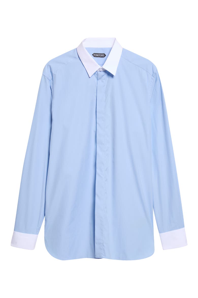 Contrast Collar Poplin Shirt, Main, color, FROST