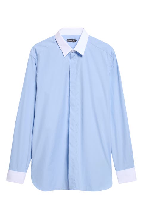 Contrast Collar Poplin Shirt