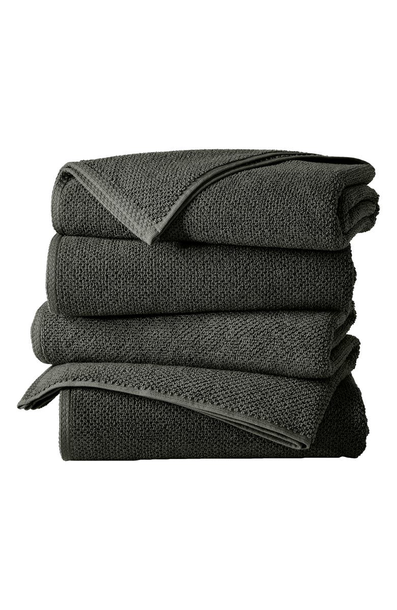 Woven & Weft Cotton 4-Pack Textured Bath Towels, Main, color, Midnight