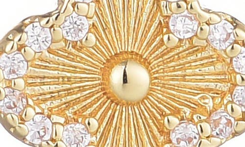 Adornia Button Clover Cubic Zirconia Halo Stud Earrings In Gold