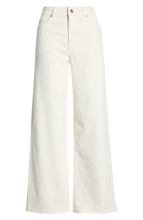 Anessa High Waist Ankle Wide Leg Jeans (Champagne Ecru) (Petite)