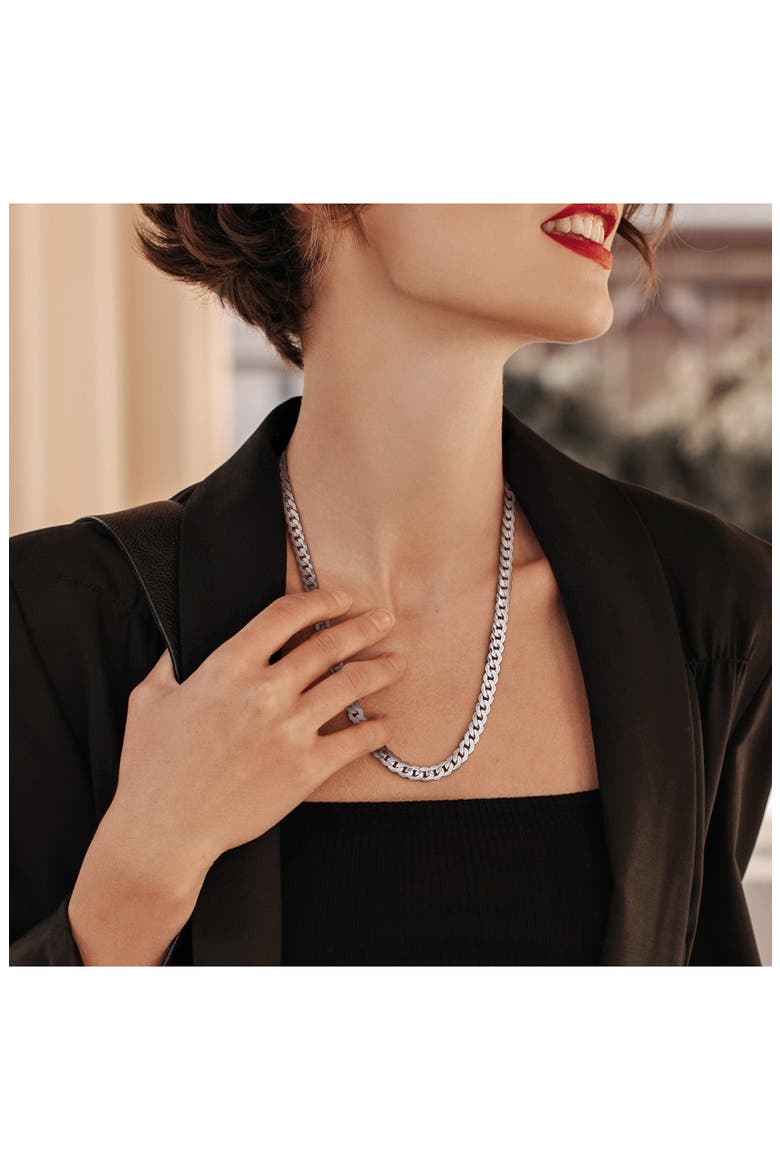 Sterling Silver Bevel Curb Chain Necklace, Alternate, color, SILVER