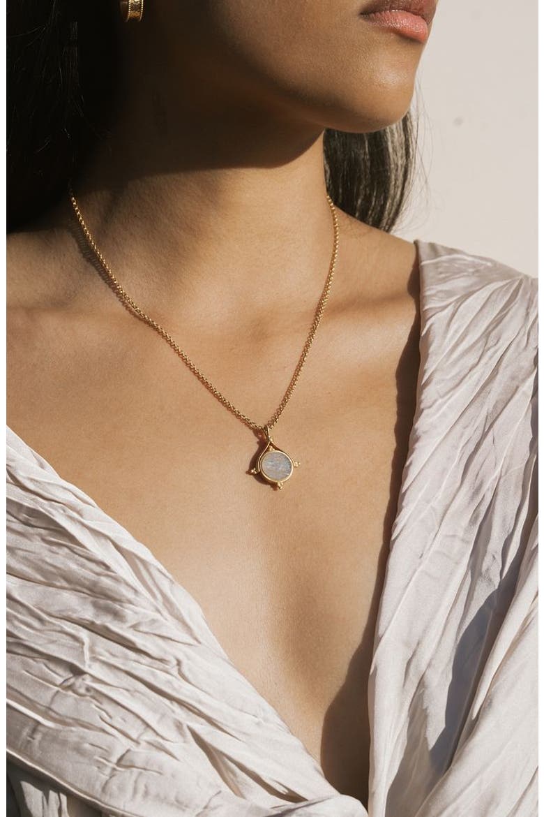 Path of Awakening Labradorite Lotus Spinner Necklace, Alternate, color, Gold