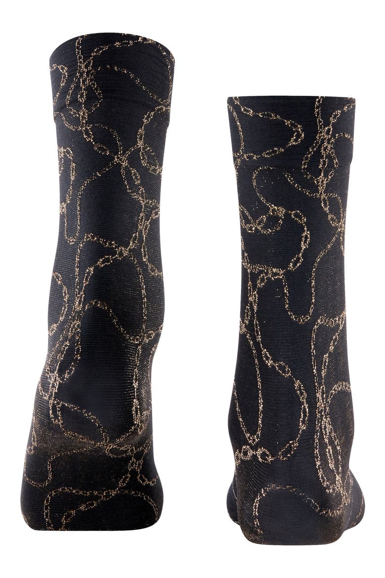 Metallic Jewel Case Crew Socks, Alternate, color, BLACK/ GOLD