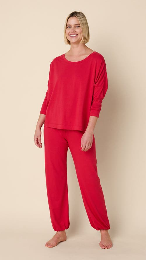 The Cat's Pajamas Pima Knit Pullover Set In Red