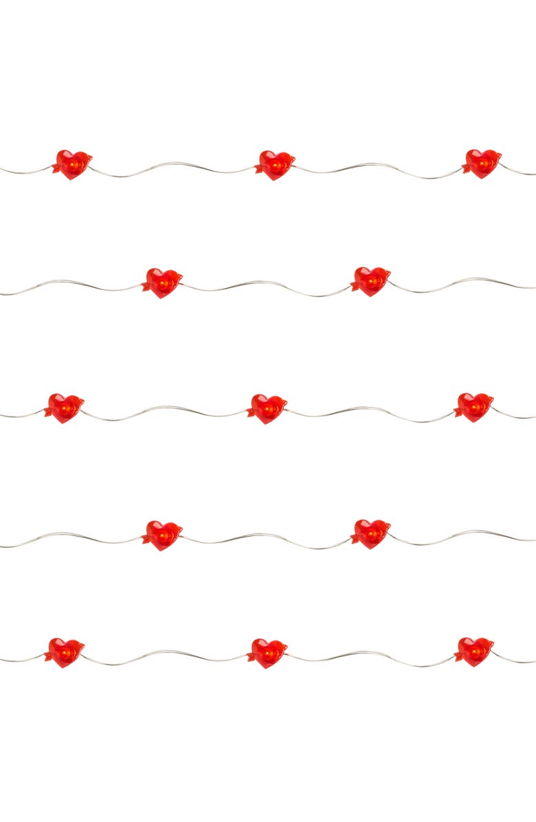Northlight 20-Count Valentine's Day Heart and Arrow LED Fairy Lights, 6.25ft, Copper Wire, Main, color, Red