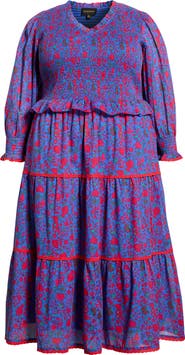 SUGARLIPS Tanya Floral Print Smocked Maxi Dress