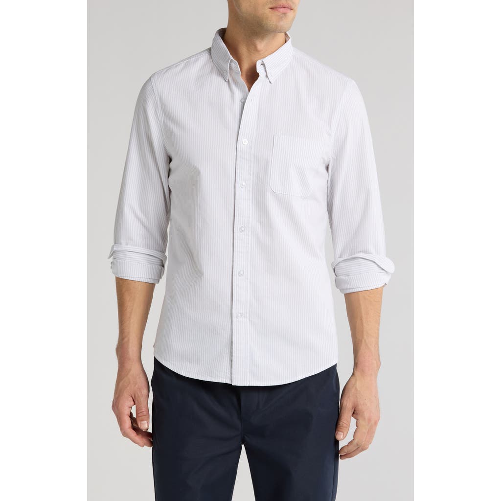 14th & Union Stripe Oxford Button-down Shirt In Grey Silk Oxford Stripe