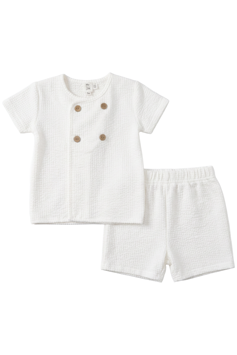 Seersucker Wrap Short Sleeve Top and Shorts Set, Main, color, Off White