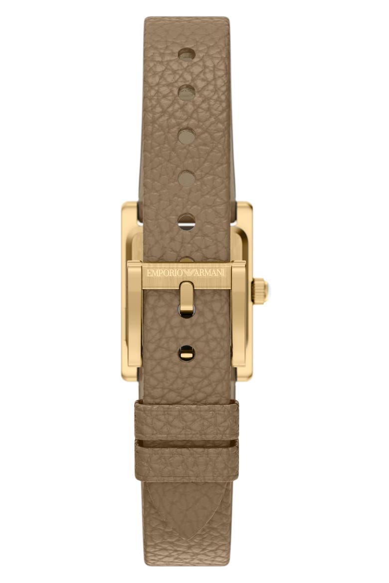 Mother-of-Pearl Tank Leather Strap Watch, 19mm x 26mm, Alternate, color, TAUPE