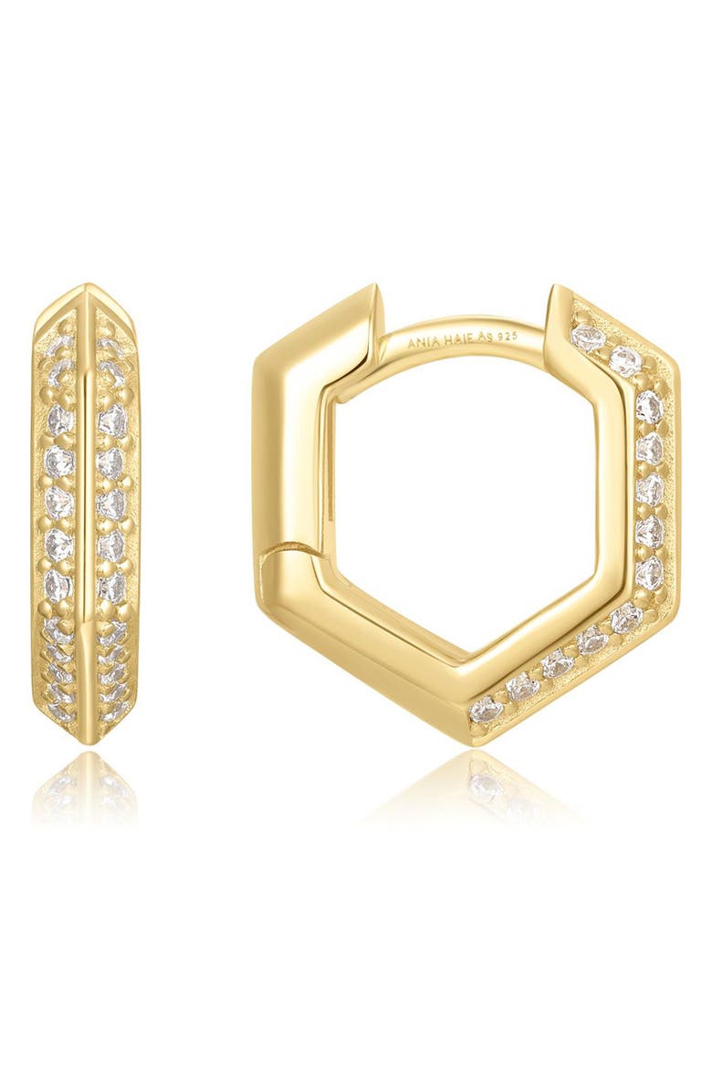 ANIA HAIE Pavé Shield Huggie Hoop Earrings, Alternate, color, Shiny Gold