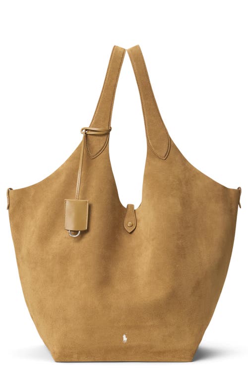 Polo Ralph Lauren Large Polo Play Suede Tote In Brown