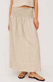 Rails Alessa Smock Waist Linen Maxi Skirt