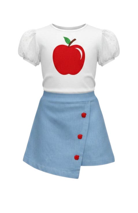 Smartest Apple Puff Sleeve Top and Skort Set