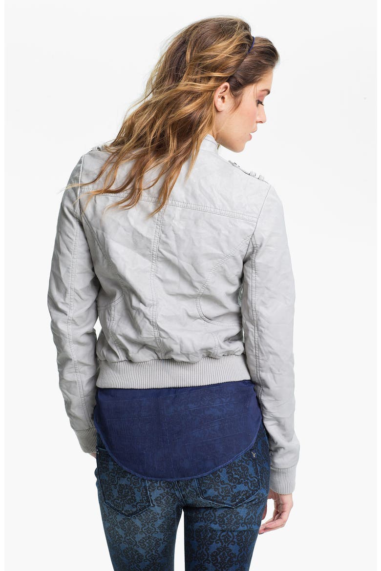 Faux Leather Moto Jacket, Alternate, color, SEASHELL
