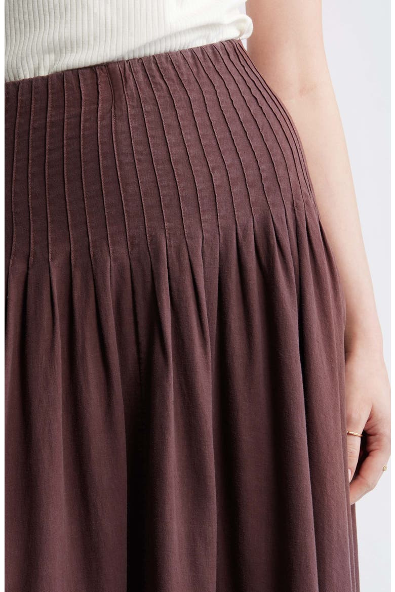 Pleat Accent Linen Blend Maxi Skirt, Alternate, color, BROWN MALICACIA