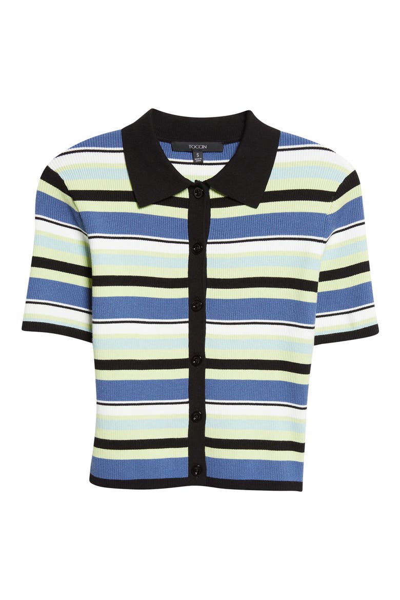 Shae Button Front Polo, Alternate, color, OCEAN/ KEYLIME MULTI